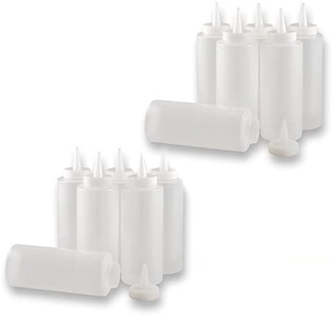 TrueCraftware 12 oz Clear Squeeze Condiment Bottles Set of 12 1