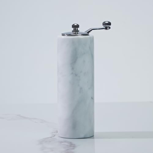 White Marble Adjustable Grind Pepper Mill with Grey Veining