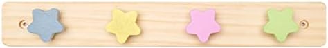 WonderBee Kids Coat Rack Wall Mount with 4 Star Pegs