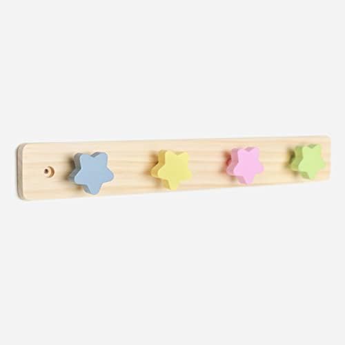 WonderBee Kids Coat Rack Wall Mount with 4 Star Pegs