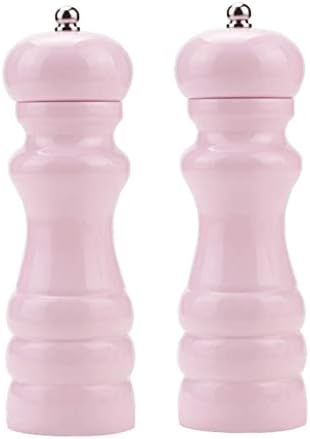 BOFANGSM Pepper Salt Grinder 2 Pcs Wooden Adjustable Spice Mill Pink