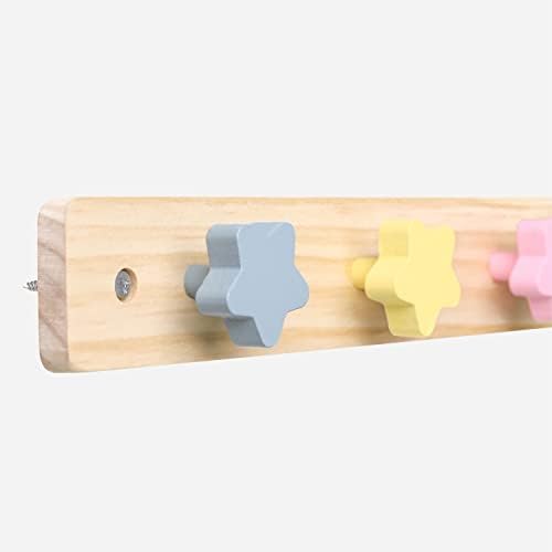 WonderBee Kids Coat Rack Wall Mount with 4 Star Pegs