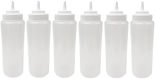 6 Clear Squeeze Bottles 32 Oz Wide Mouth Condiment Dispenser