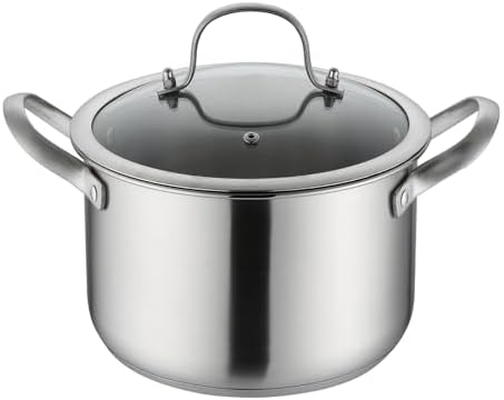 6-Quart Stainless Steel Stockpot with Tempered Glass Lid - Silver 1