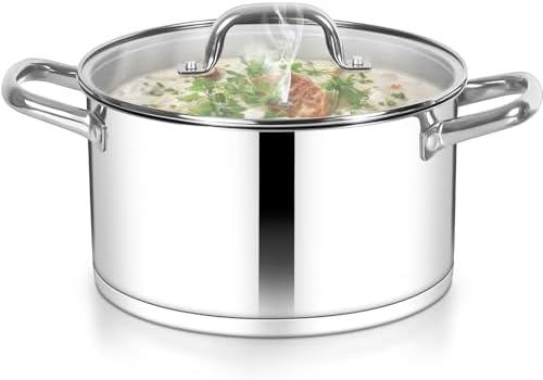 TeamFar 8QT Stock Pot with Lid and Double Handles