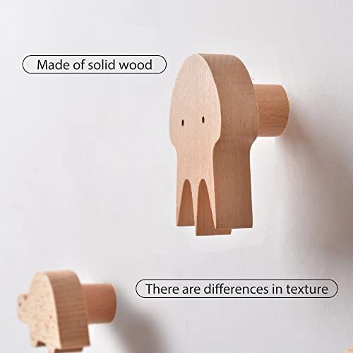 WONQEXZ Set of 4 Wooden Wall Hooks with Cute Sea Animal Designs