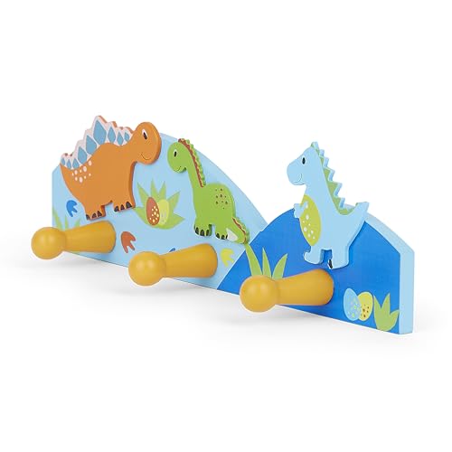 Kids Dinosaur Themed Triple Coat Hook Wall Hanger
