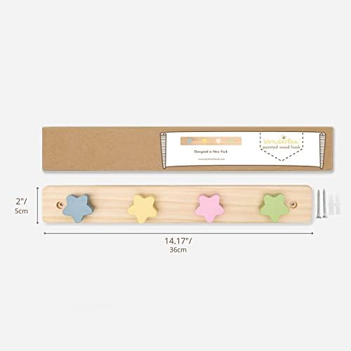 WonderBee Kids Coat Rack Wall Mount with 4 Star Pegs