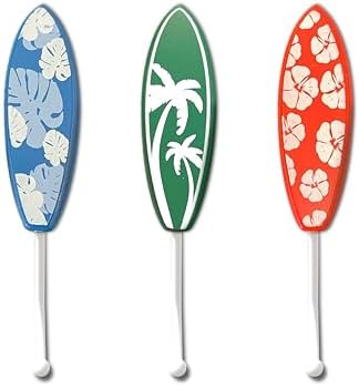 Tropical Surfboard Wall Hooks Set of 3