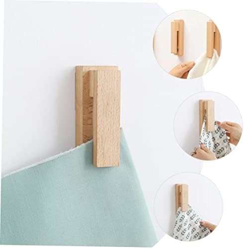 Alipis 2pcs Solid Wood Towel Hooks for Wall Mount