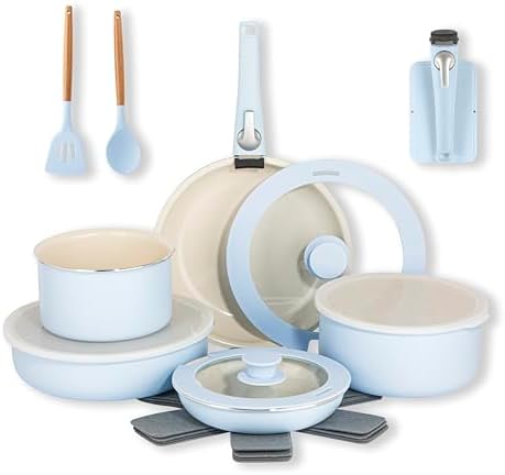 Gotham Steel 18 Pc Nonstick Cookware Set Blue