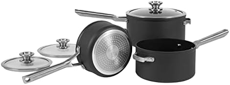 Ninja ZEROSTICK 3-Piece Stackable Saucepan Set Non-Stick Grey 16cm 18cm 20cm