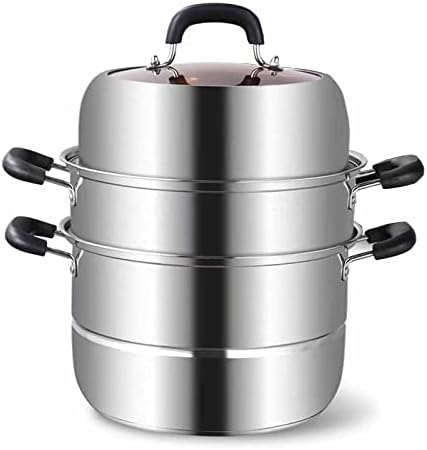 LCPUD 11 Inch 3-Tier Stainless Steel Steamer Pot with Lid