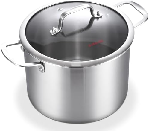 Delarlo 6QT Tri-Ply Stainless Steel Stockpot with Lid