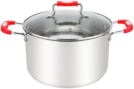 Millvado 6 Quart Stock Pot with Glass Lid and Steam Hole