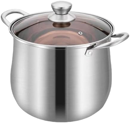 SVRITE 109 Qt Deep Chicken Stew Pot with Steamer Basket and Glass Lid