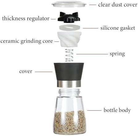Pepper Mill Salt Mill Set of 2 with Adjustable Coarseness