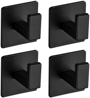 MOOWI Black Coat Hook Self Adhesive Robe Hook for Home Storage
