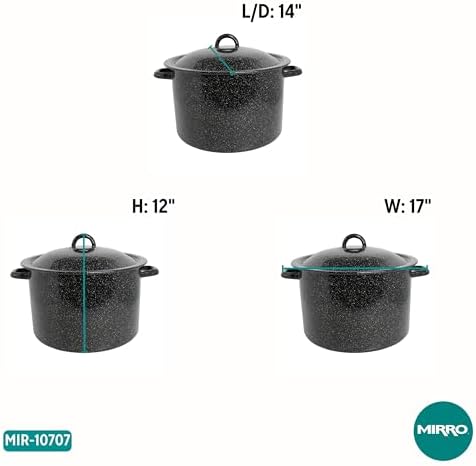 MIRRO 210qt Enamel Stock Pot with Rack Black