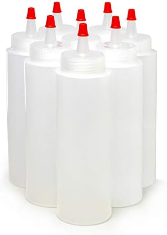 Bastex 8-Ounce Squeeze Bottles Pack of 8 Clear with Red Caps