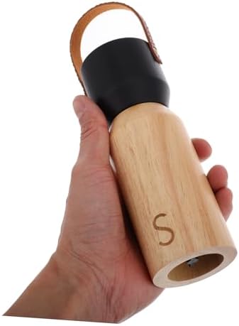 BRIGHTFUFU Manual Wooden Pepper Grinder with Black Cap 1