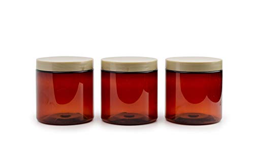 Grand Parfums 8 Oz Amber Plastic Jars with Champagne Gold Lids