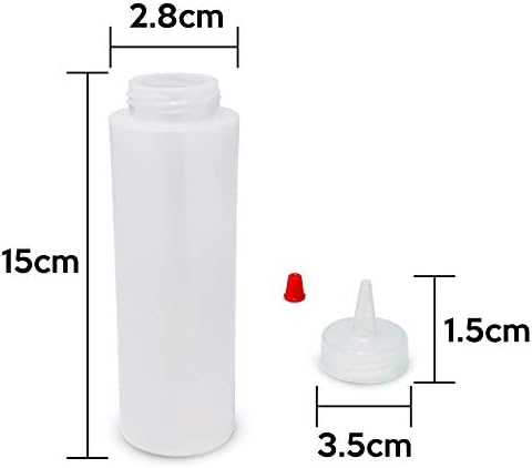 Bastex 8-Ounce Squeeze Bottles Pack of 8 Clear with Red Caps