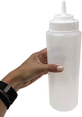 6 Clear Squeeze Bottles 32 Oz Wide Mouth Condiment Dispenser