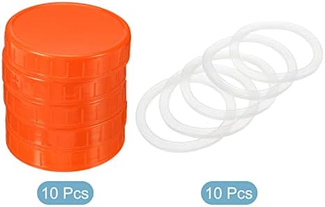PATIKIL 86mm Wide Mouth Mason Jar Lids Orange 10-Pack Set