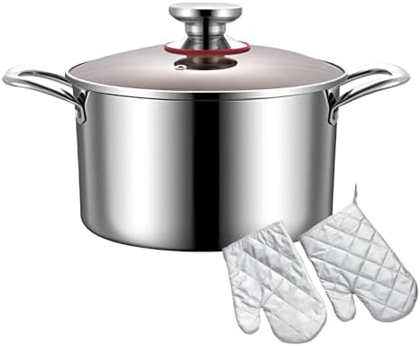 6 Quart Stockpot with Tempered Glass Lid for Induction Electric Gas