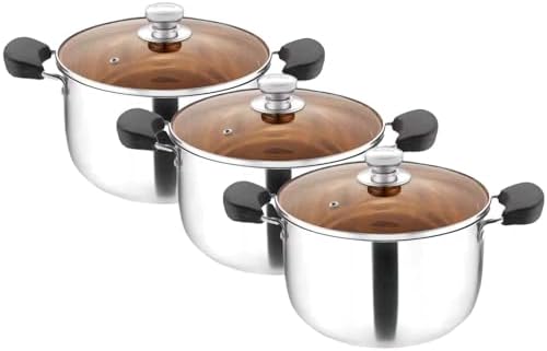 LadrfT Stock Pot with Lid and Handles Stainless Steel Classic Silver Medium