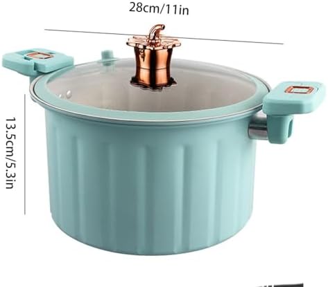 Cast Iron Stock Pot with Glass Lid and Dual Handles Induction Compatible Blue