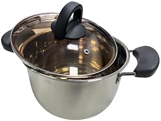 LadrfT Stock Pot with Lid and Handles Stainless Steel Classic Silver Medium