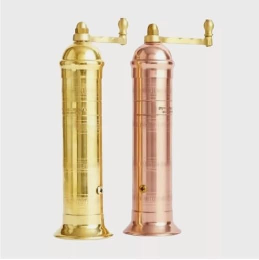 Authentic Greek 2-Piece Mixed Brass Copper Pepper Salt Mill Set