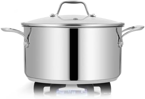 6 Quart Stainless Steel Stock Pot with See-Through Lid