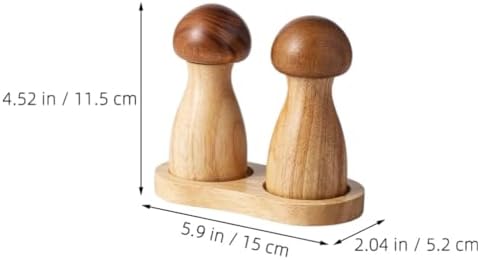 MAGICLULU Acacia Wood Salt Pepper Set with Mushroom Shakers