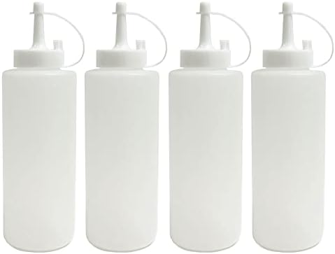 4 Pack 12oz Clear Plastic Squeeze Bottles for Condiments