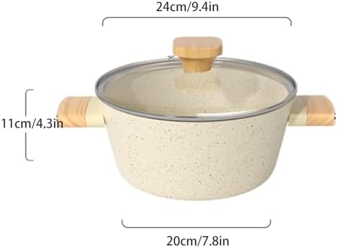 VKEID Medical Stone Nonstick Stock Pot with Tempered Glass Lid