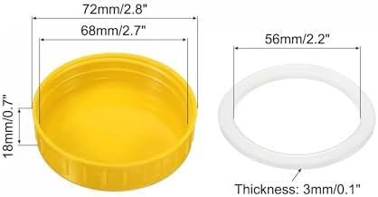 PATIKIL 70mm Yellow Mason Jar Lids Set 24 Pack with Silicone Rings
