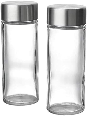 IKEA Glass Stainless Steel Spice Jar 10 cl Silver Pack of 2