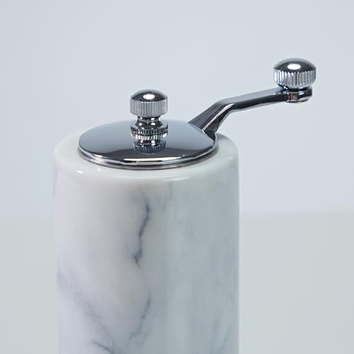 White Marble Adjustable Grind Pepper Mill with Grey Veining