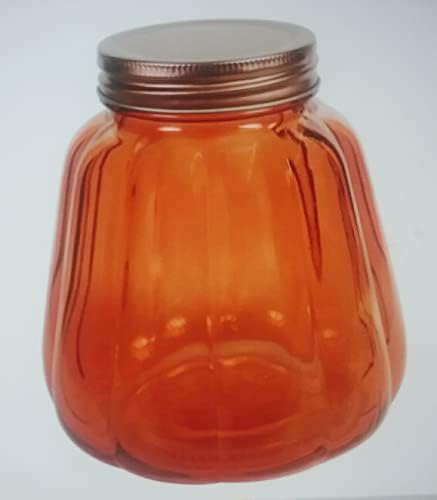 GBI Orange Pumpkin Shaped Glass Jars with Rose Gold Lids Set of 2
