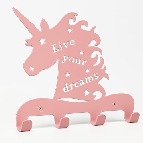 Unicorn Wall Hooks Decor for Girls Room - Pink
