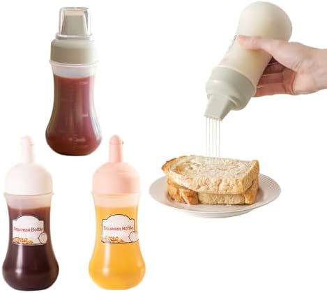 RROAD 4Packs Condiment Squeeze Bottle with 5-Hole Nozzle