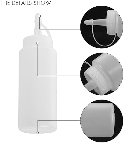 Plastic Squeeze Bottle Condiment Dispenser 6 Oz Clear White