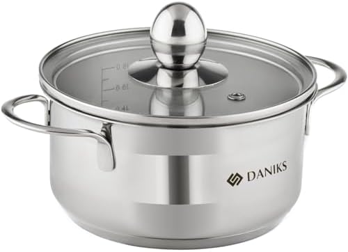 Daniks Mini 1 Quart Stainless Steel Sauce Pot with Glass Lid 1