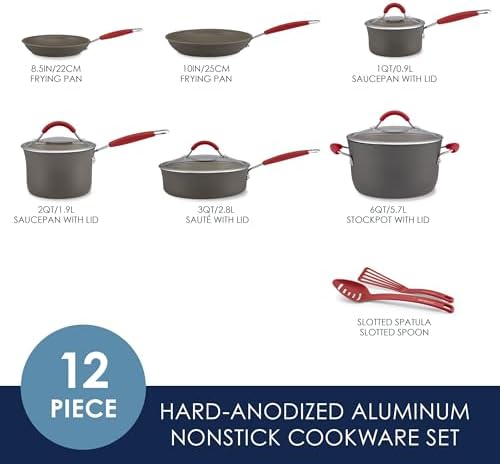 Rachael Ray 12-Piece Hard Anodized Nonstick Cookware Set