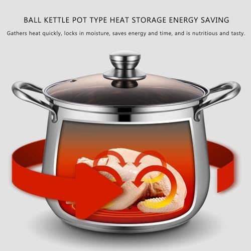 SVRITE 109 Qt Deep Chicken Stew Pot with Steamer Basket and Glass Lid
