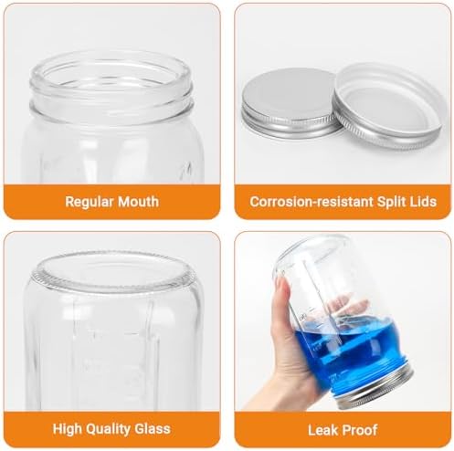 DHSBTLS 32 oz Glass Mason Jars 12 Pack
