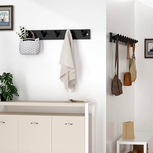 SKOLOO Black 5 Peg Bamboo Wall Hook Coat Rack